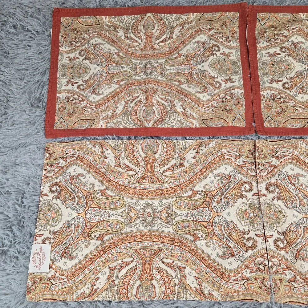Set Of 4 Maison d' Hermine 18.5x13 Paisley 100%‎ Cotton Dining Table Placements